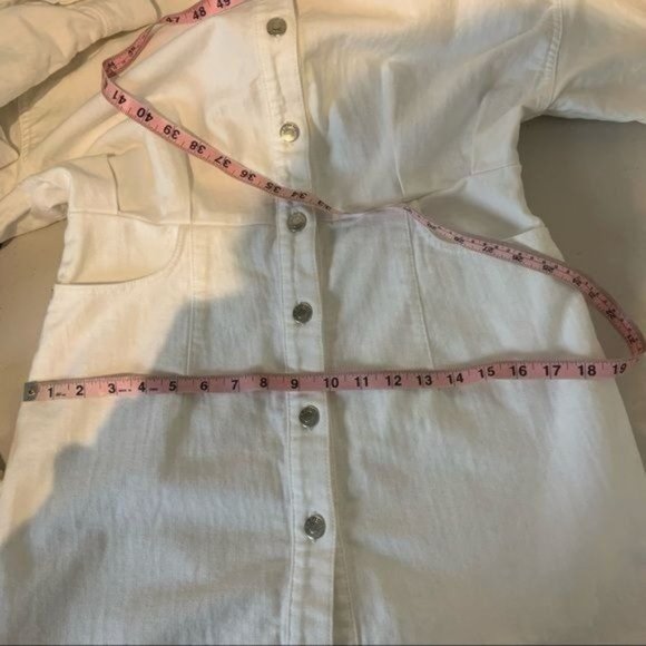 IRO RAFFA BALLOON SLEEVE DENIM COLLARED BLOUSON BUTTON MINI DRESS WHITE 42 NWT - Picture 10 of 12